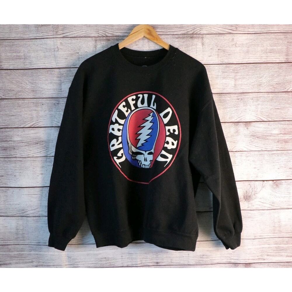 Grateful Dead Large Skull Pullover Crewneck Black Sweater